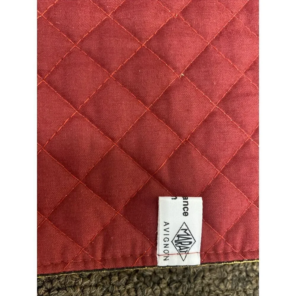 Marat Avignon Made In France Quilted Table Runner Yellow & Red Paisley 39” x 20”